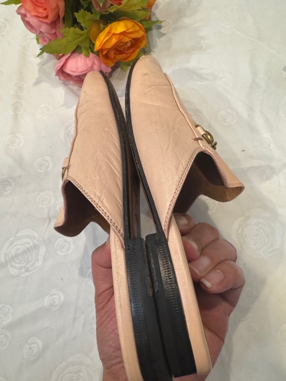 Gucci Blush Pink Leather Horsebit Backless Mules - Picture 8 of 13